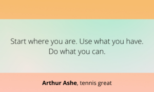 Start where you are. Use what you have. Do what you can.