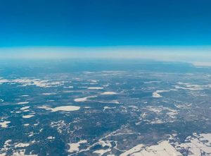 A landscape picture from thousands of feet in the air.
