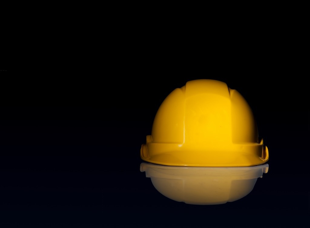 A yellow construction helmet.