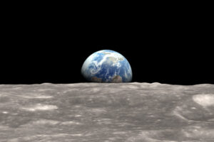 View of Plant Earth from surface of The Moon